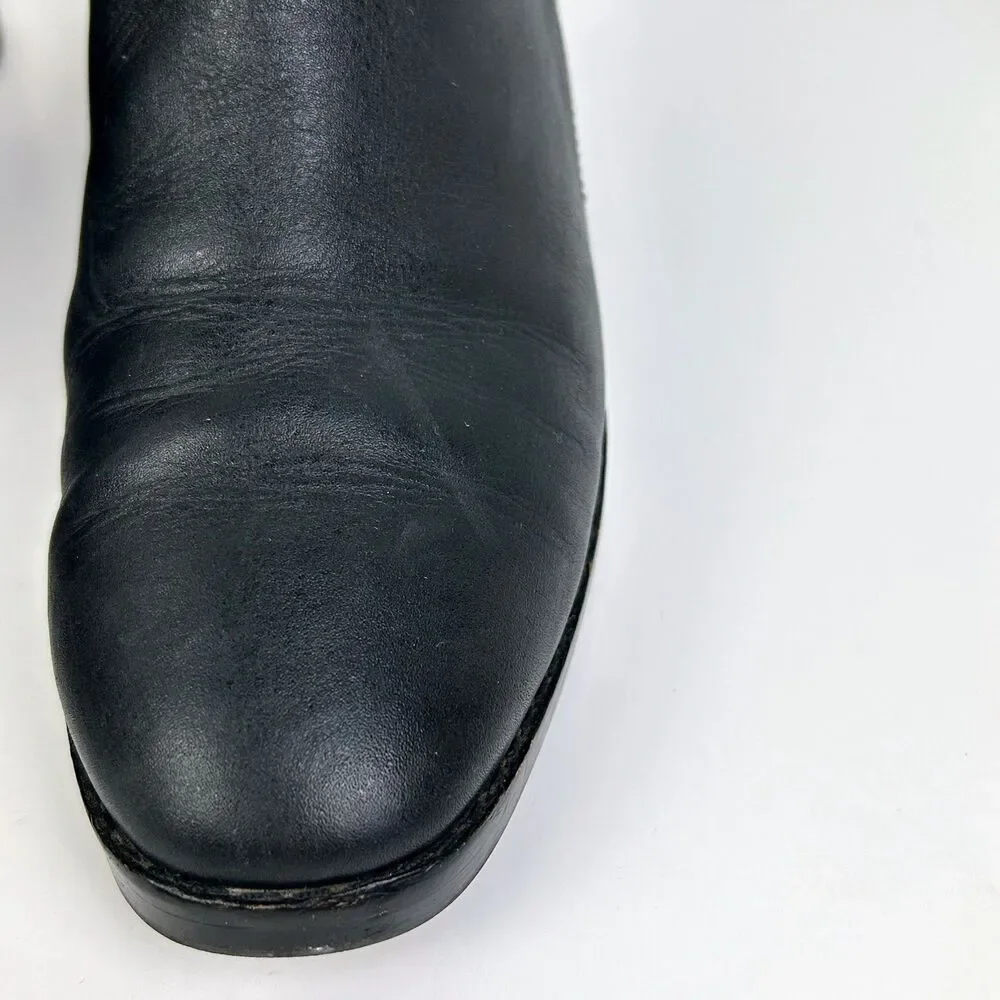 Cole Haan Etta Black Ankle Booties Low Heel Buckle Boots Classic Leather Shoes 8